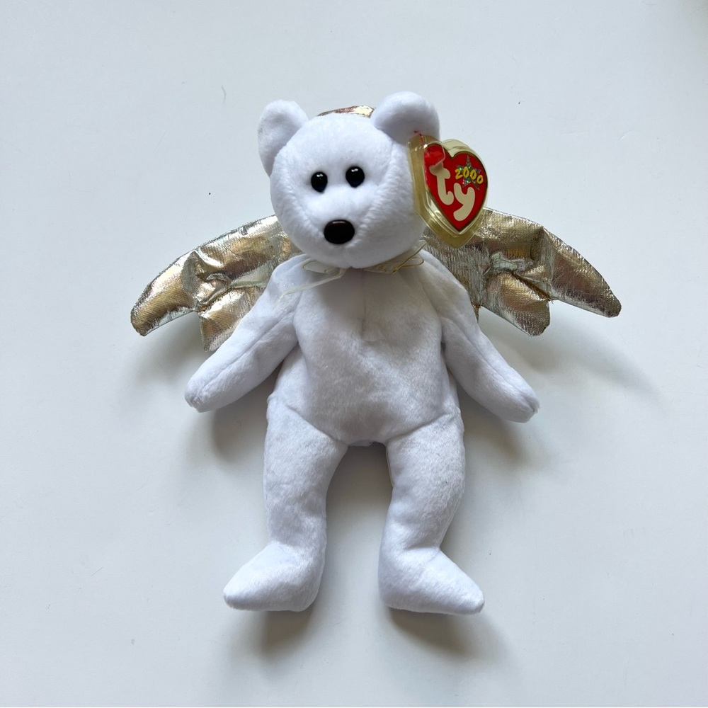 Ty Beanie Babies Halo‎ II 2000 White Angel Bear Plush Stuffed Animal